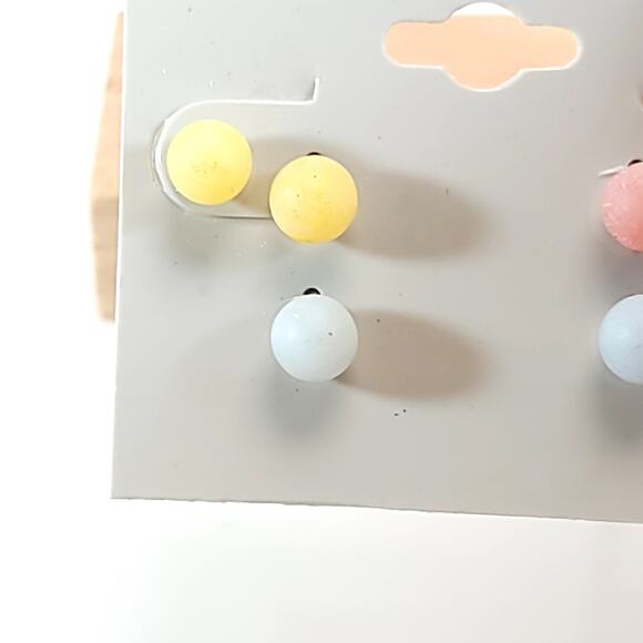 Pastel Color Stud Earrings Set, 4 Pairs of Vibrant Circle Earrings Afterthoughts - Picture 4 of 10